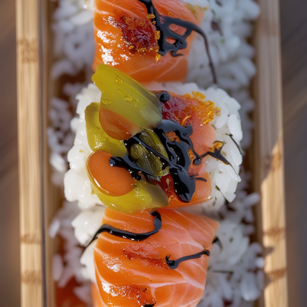 Final Spicy Yuzu-Honey Salmon Protein Sushi Roll Bowl with Quick-Pickled Ginger Slaw