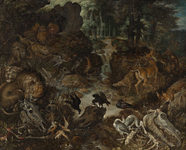 Lions and Fox in a Rugged Landscape 15761637