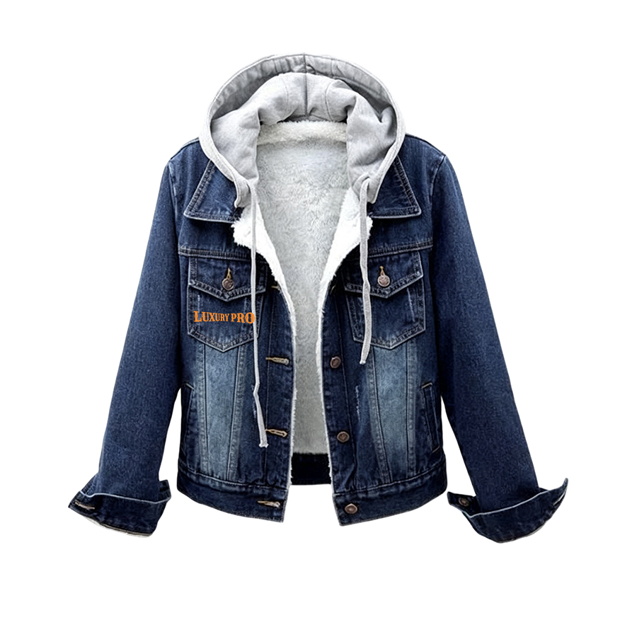 2D Women's Fleece Hooded Denim Jacket