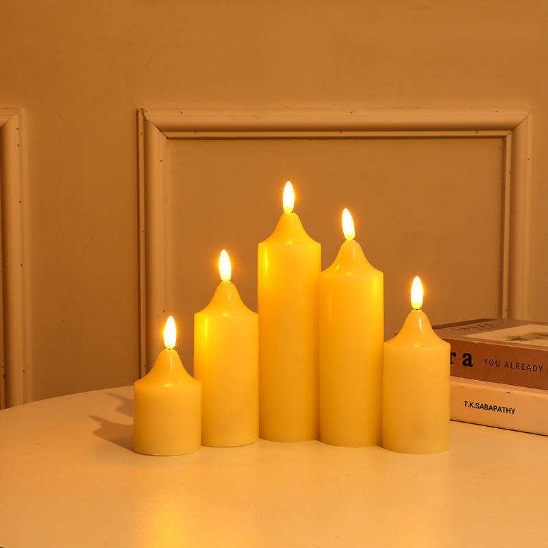 Decorative LED candle, cylindrical, synthetic resin