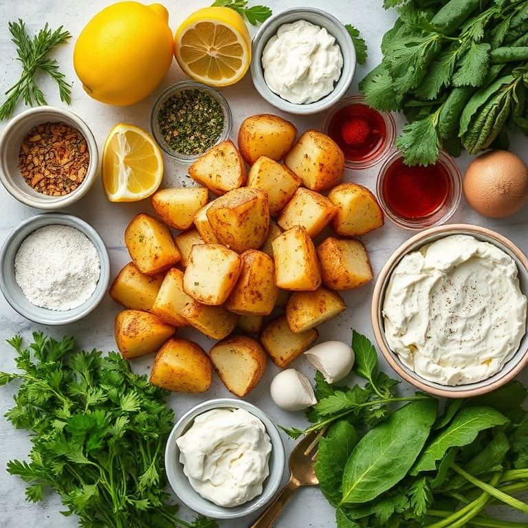 Ingredients for Crispy Greek Roast Potatoes with Zesty Lemon Feta Twist: Quick, Homemade, Crowd‑Pleaser