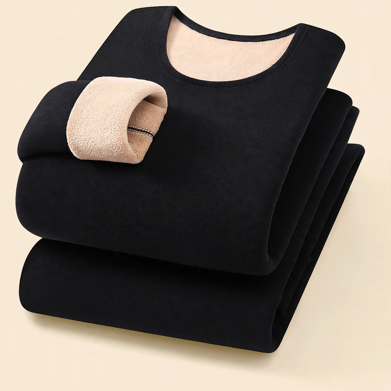 Thermal set for men and women, lamb fleece imitation, high collar