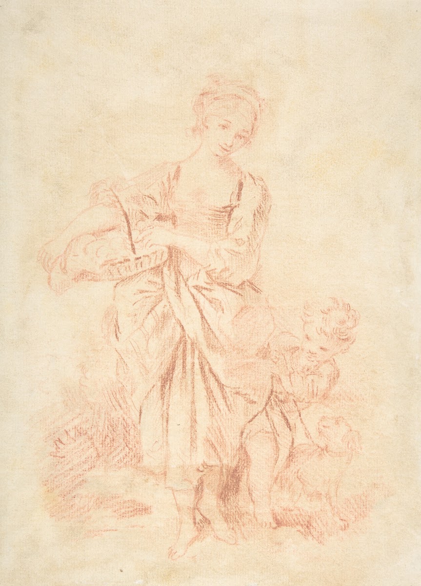 Young Girl with a Boy and a Dog 18th century