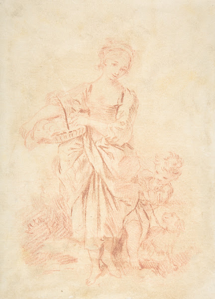 Young Girl with a Boy and a Dog 18th century