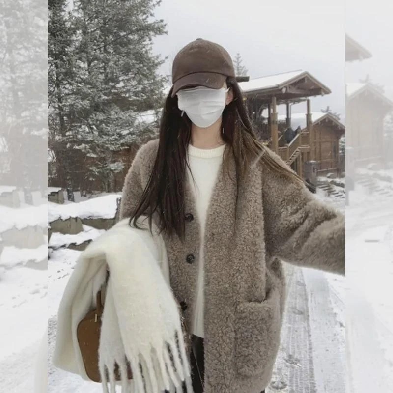 Damen-Winterjacke mit Lammfleece-Imitat, gefüttert