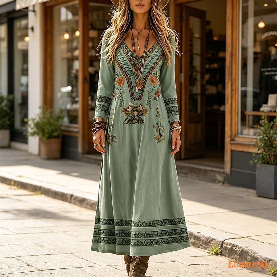 STY-07-ZTCXCQ - Straight Long Sleeve Maxi Dress