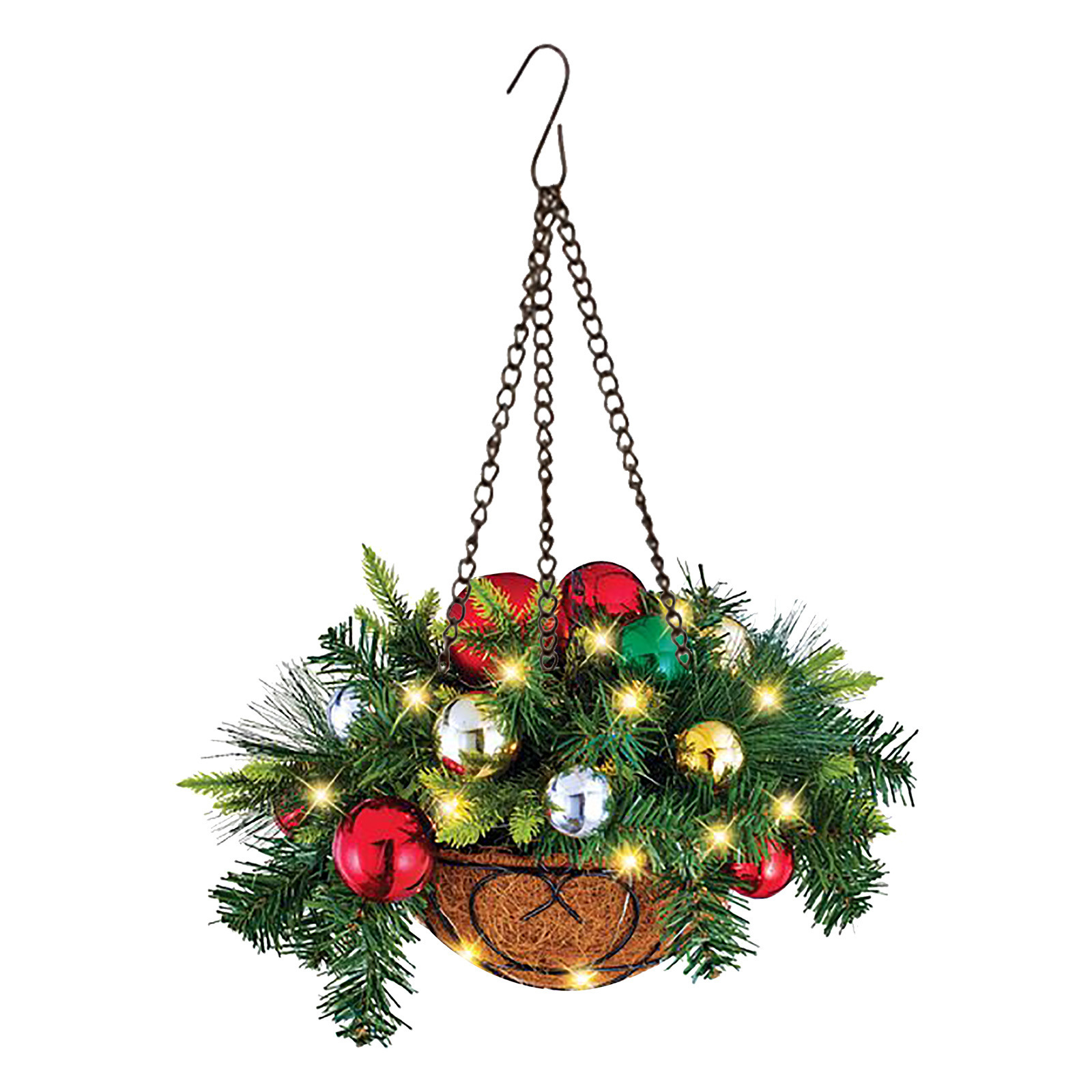 Artificial Christmas Wreath in Hanging Basket