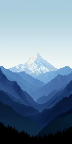 Mountainscape, Blue Hues, Nature Scene, Peak 5K iPhone Wallpaper Background