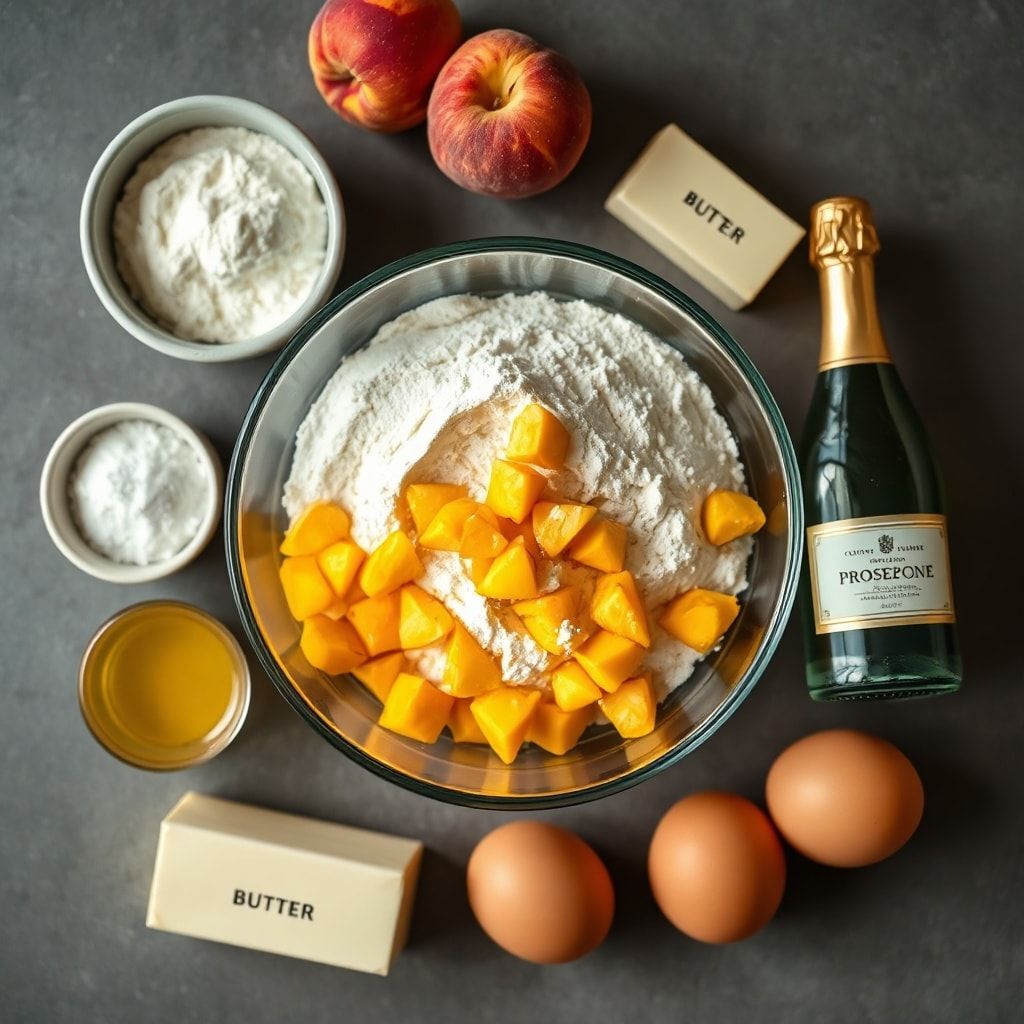 Ingredients for Peach Bellini Cupcakes with Champagne Buttercream Frosting (Easy Homemade)