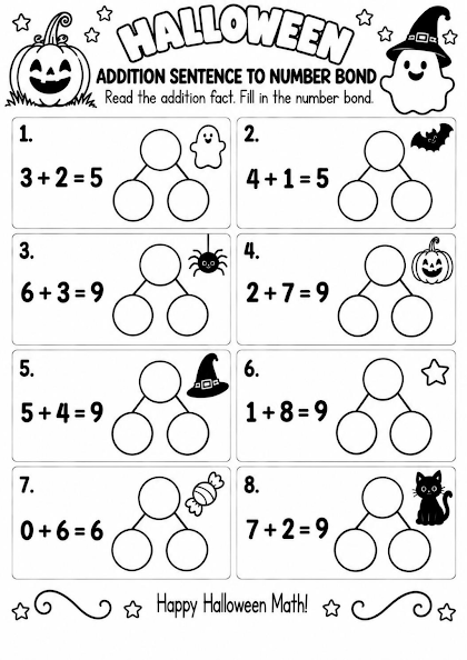 Halloween Addition Sentence to Number Bond