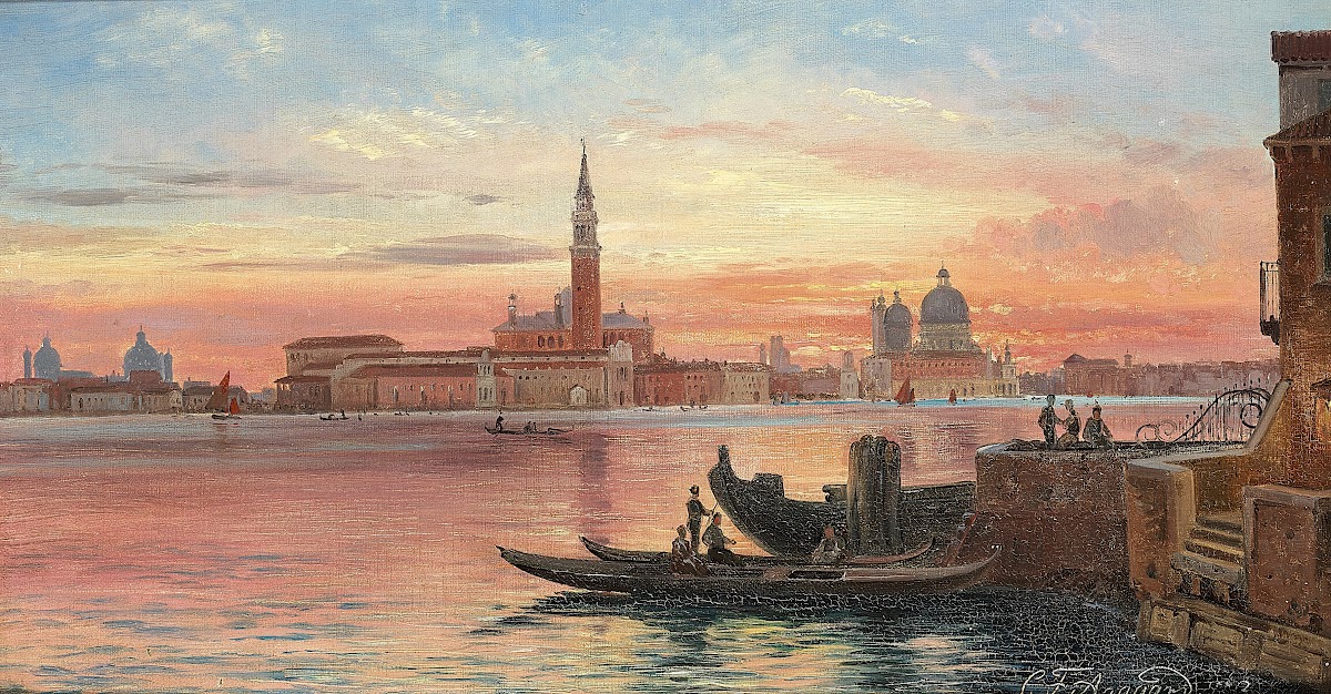 Venedig i solnedgangen