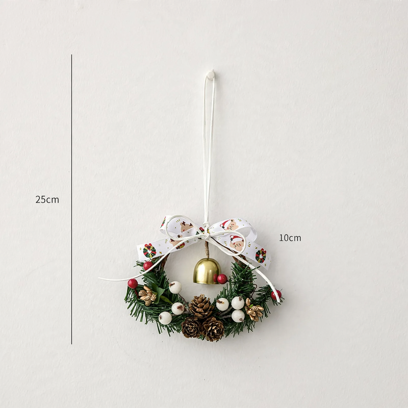 Mini Christmas Wreath with Pinecones and Bells