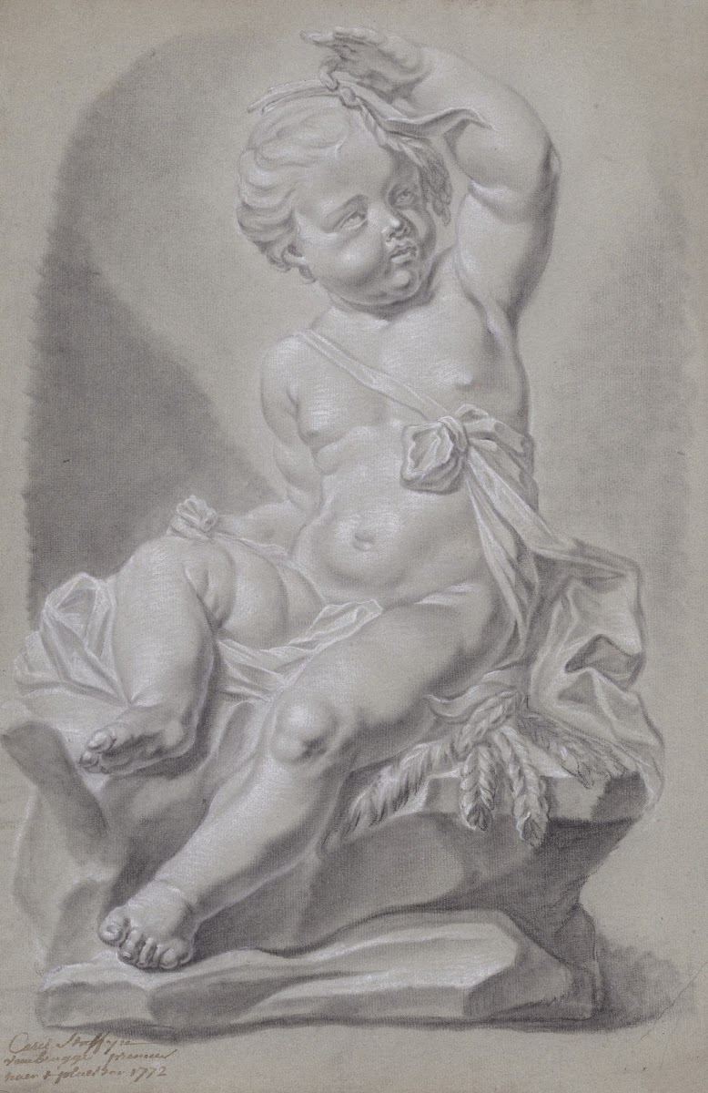 Seated child with raised arm 1772