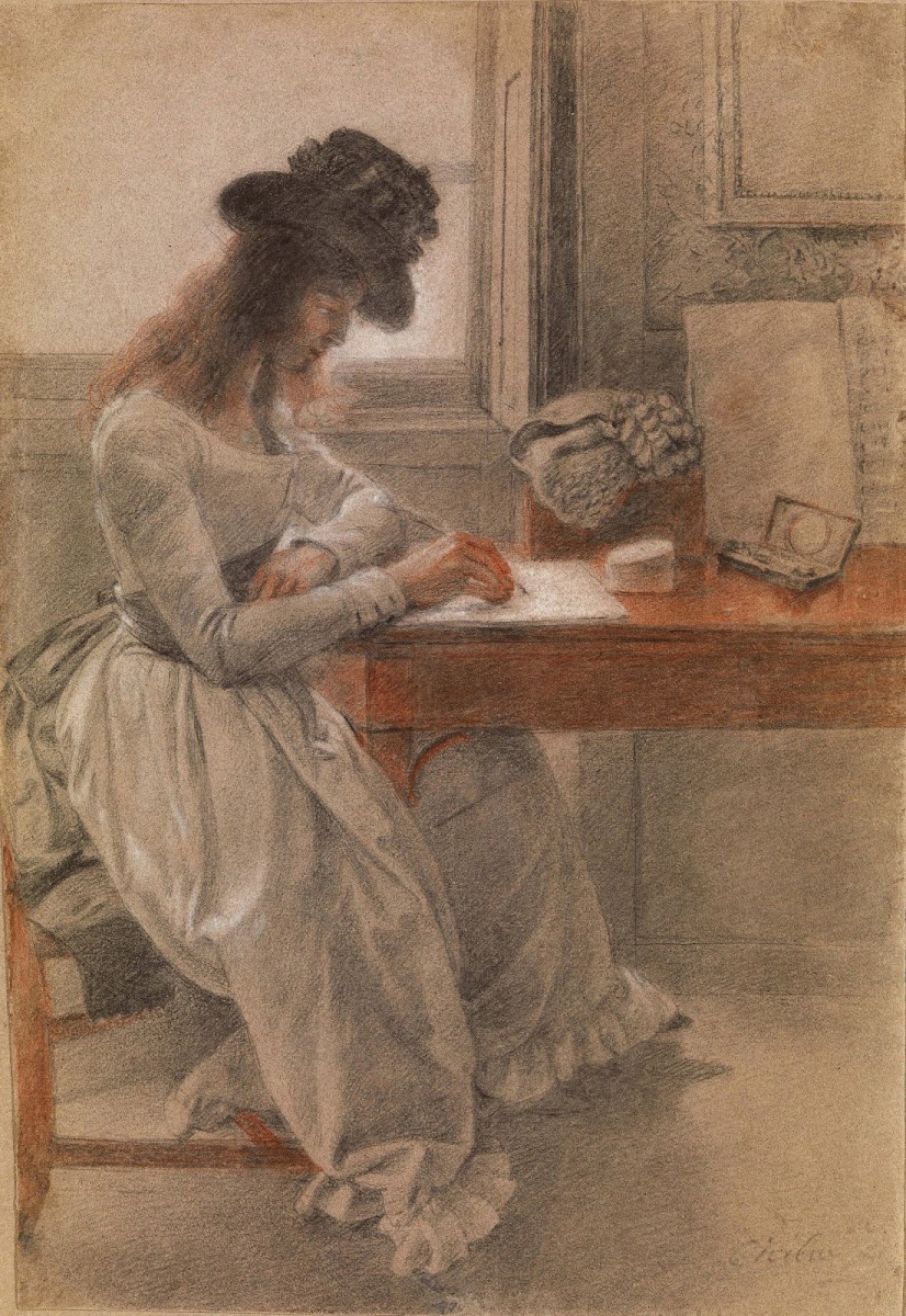 The Artists Daughter Cecilia Seated At A Writing Desk