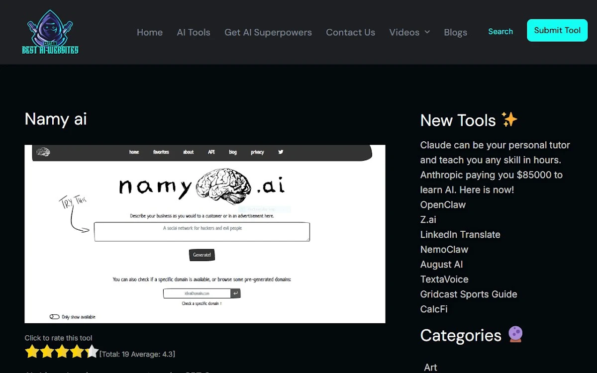 Captura de Namy ai