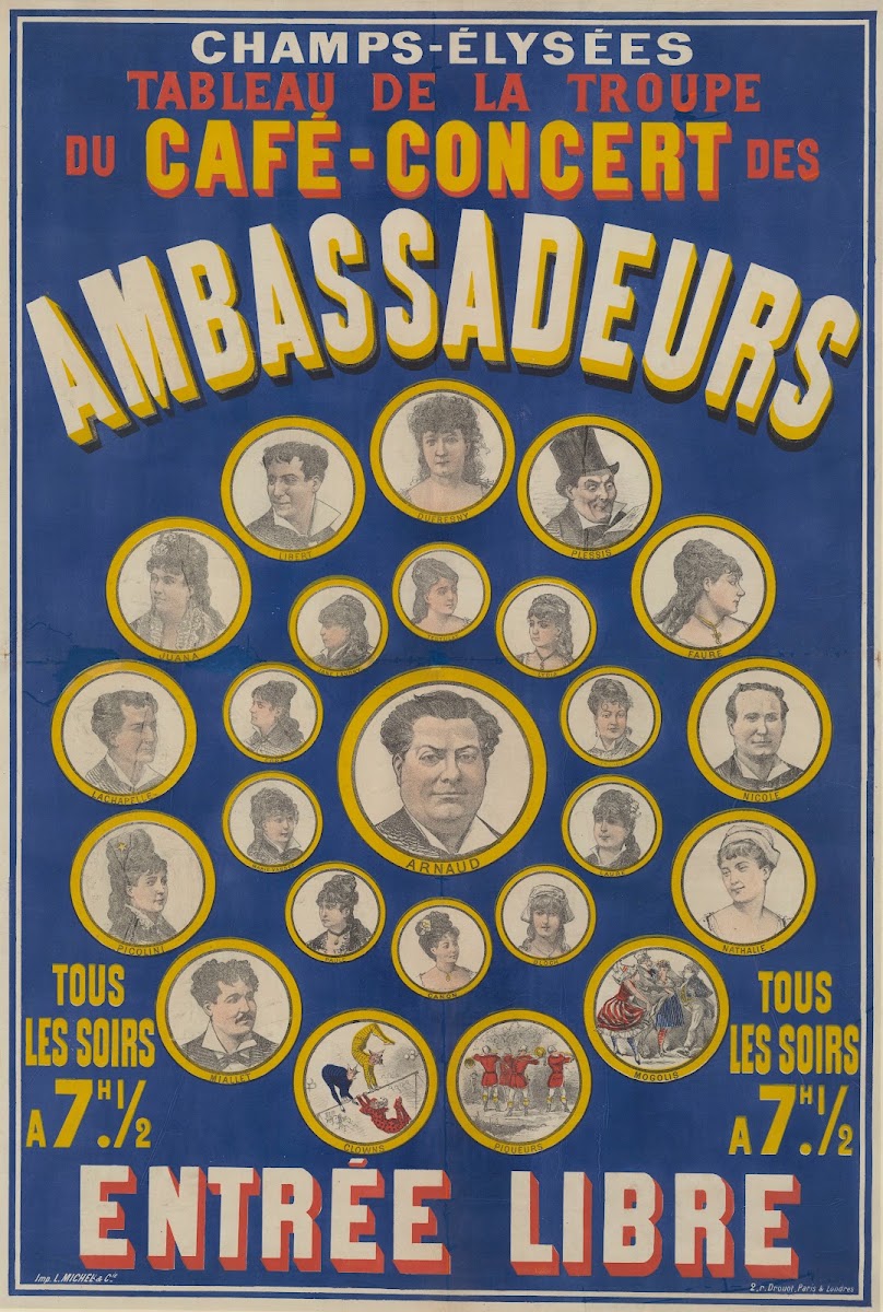 Champs ElyséEs Tableau De La Troupe Du Café Concert Des Ambassadeurs  Tous Les S