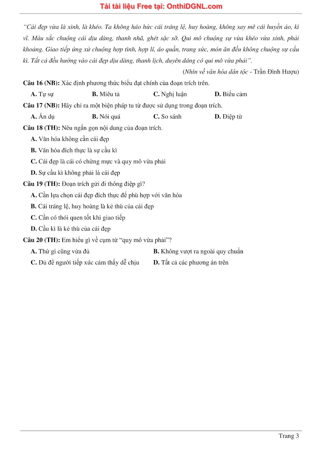 500 bài tập môn Ngữ Văn - Ôn thi ĐGNL ĐHQG TP HCM Phần 2