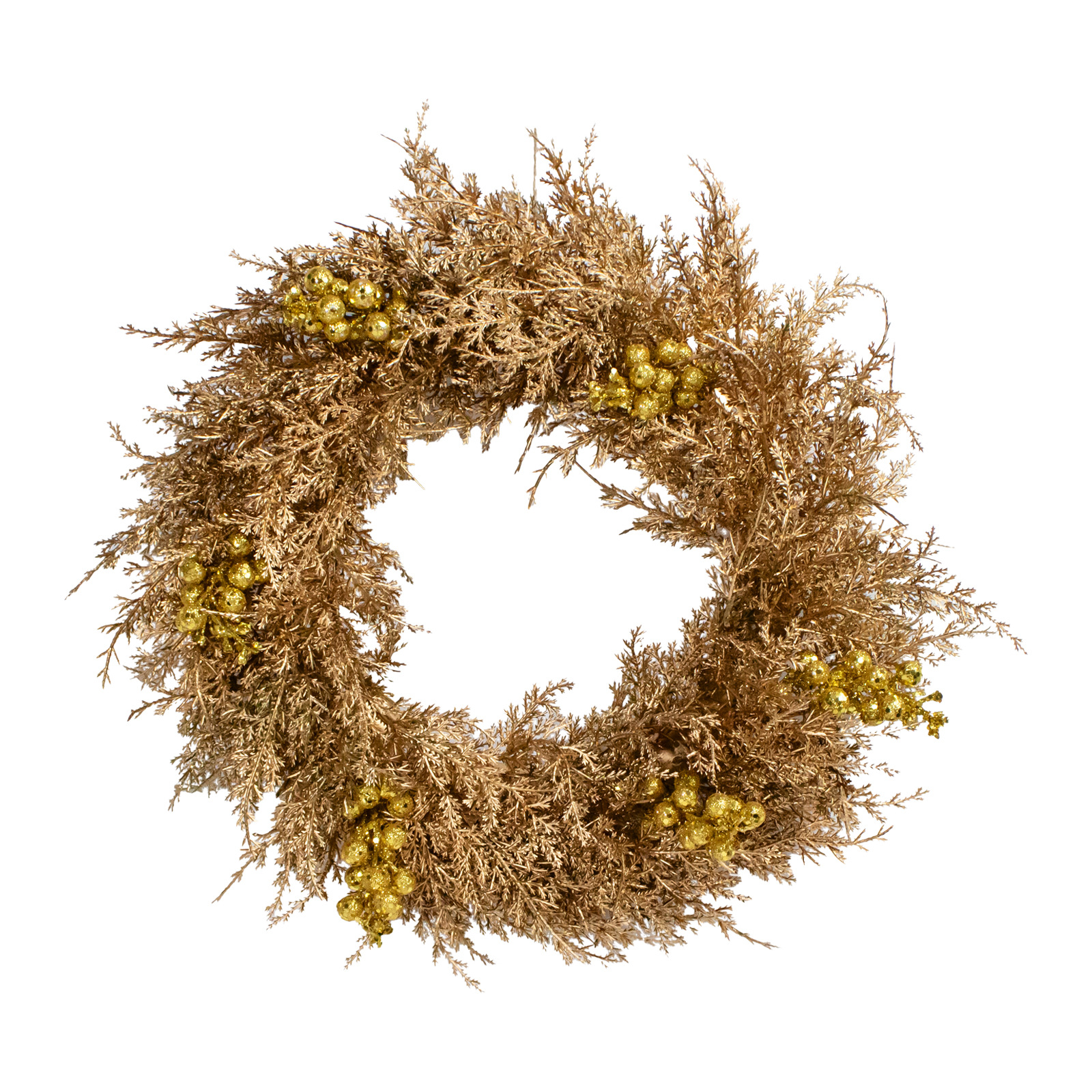 Golden Christmas Door Wreath, Artificial, Handcrafted
