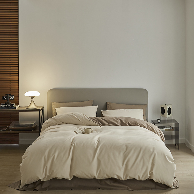 Bedding set made of long-staple cotton, brushed, solid color