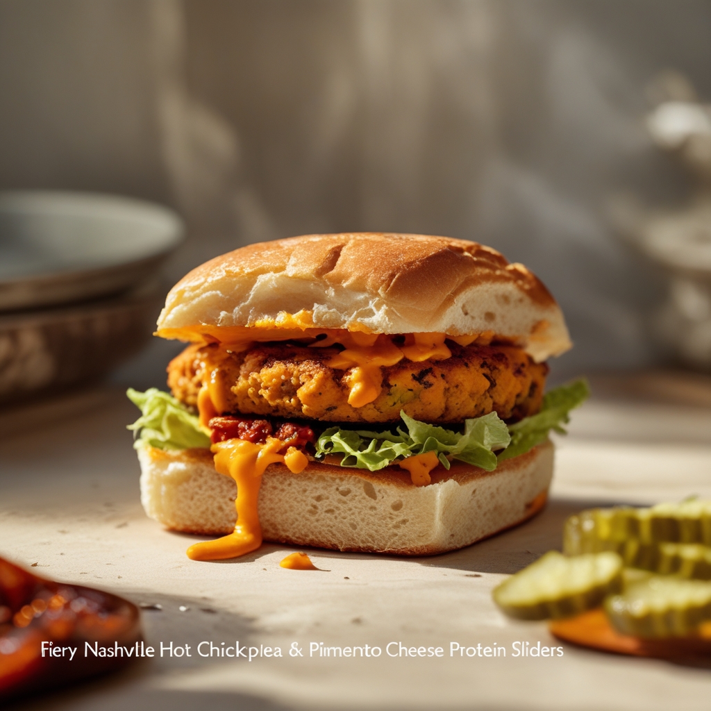 Fiery Nashville Hot Chickpea & Pimento Cheese Protein Sliders