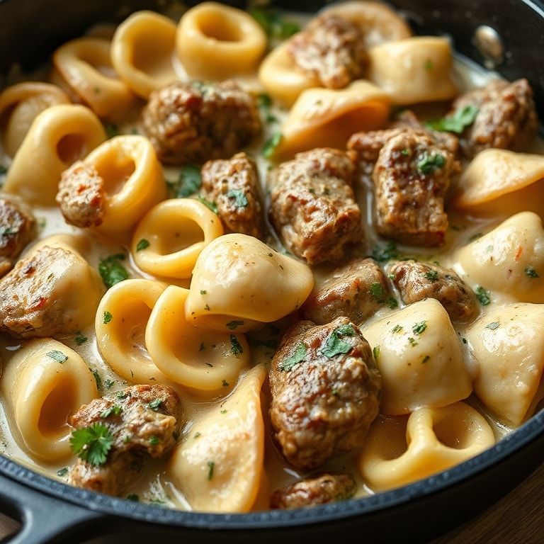 Creamy Garlic Steak Tortellini Skillet Dinner – Quick & Flavorful Family Dinner finished