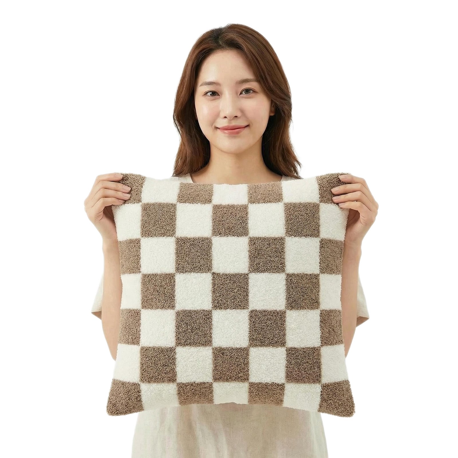 Pillow cover with wave pattern, cotton-linen, 45×45 cm