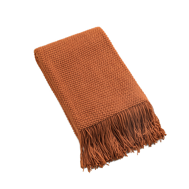 Modern knitted blanket with fringes, acrylic, 130x180cm or 130x230cm