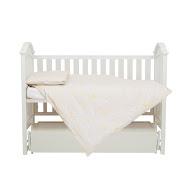 Постельный комплект для детской кроватки 5 эл Twins Via (поплин) Медвежата бежевый