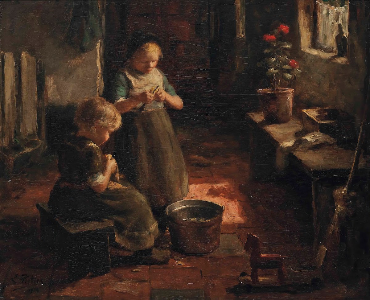 Peeling potatoes 1918