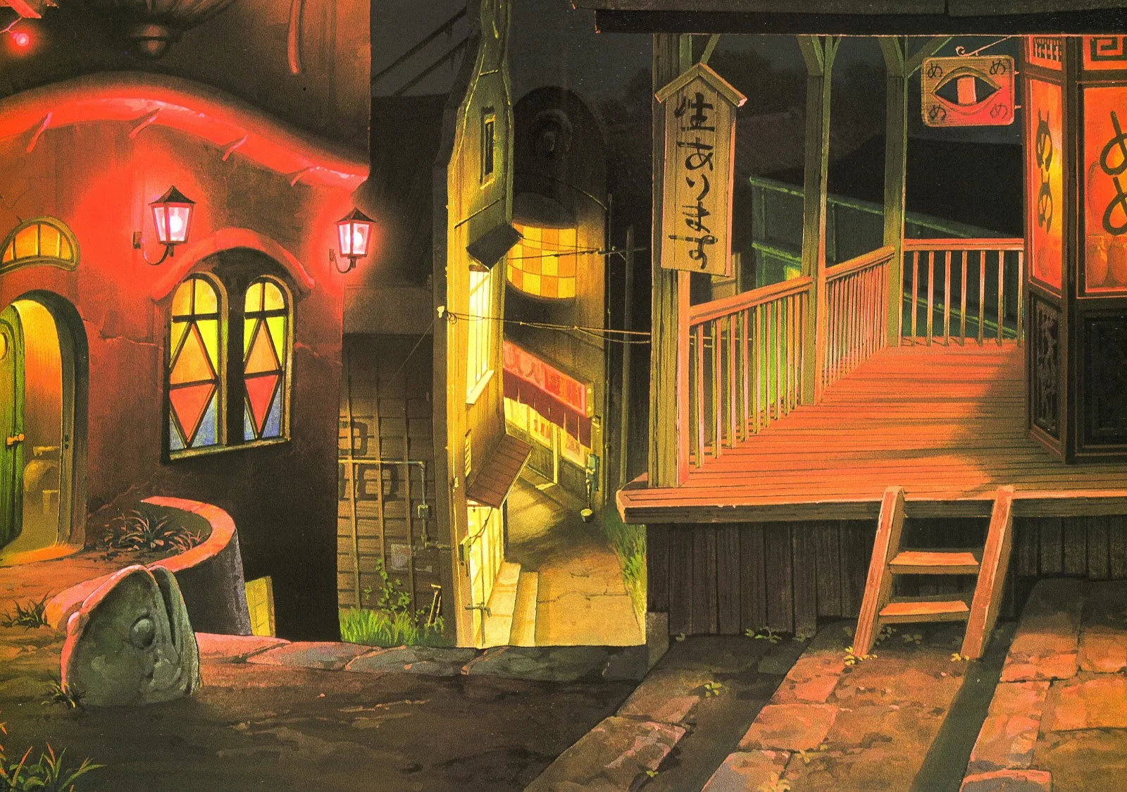 Spirited Away Mystical Town - Anime Illustration 4K Wallpaper (4953x3478)