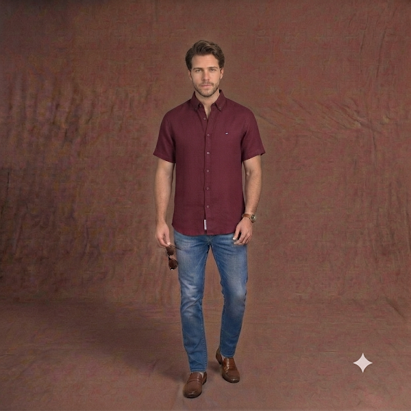 Camisa Vino Tinto en Lino