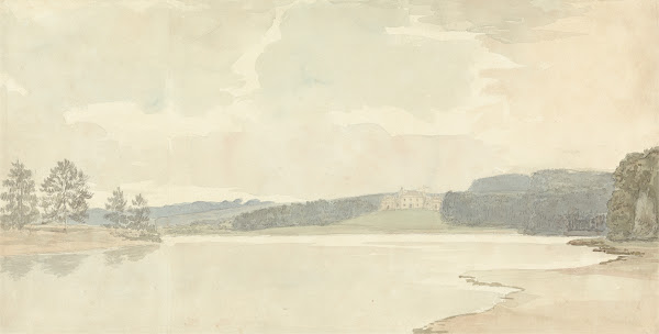 River Scene with a Country House in Distance