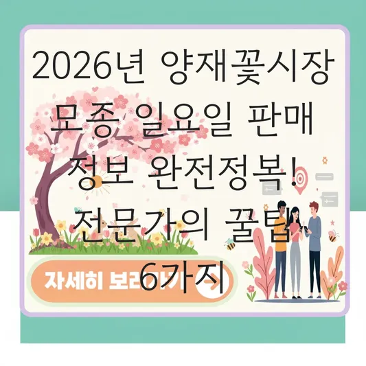 양재꽃시장 모종 일요일 판매 정보