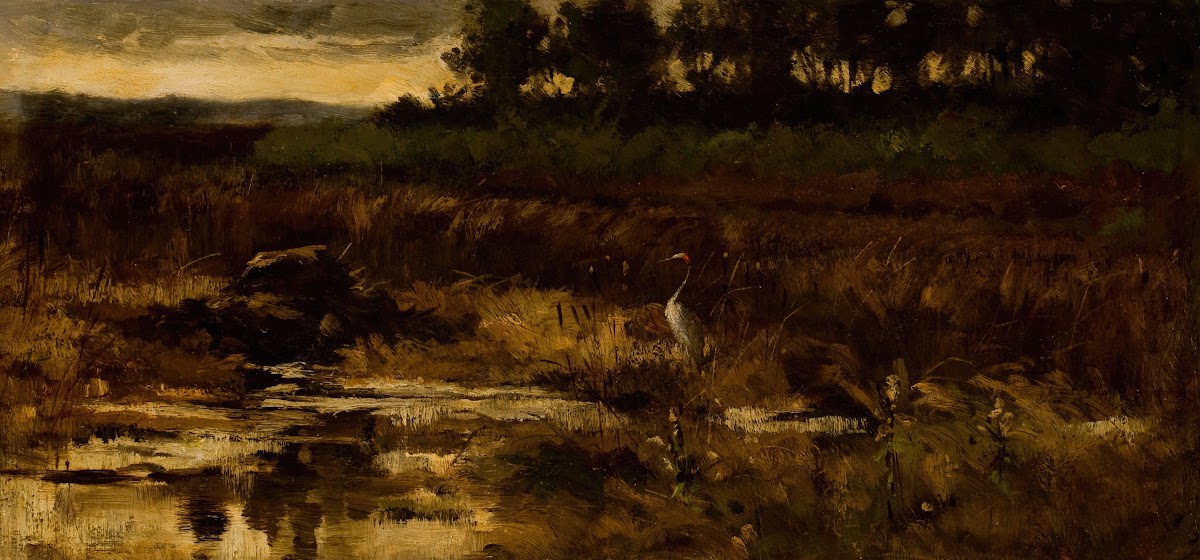 Marsh Landscape with Egret c 1900