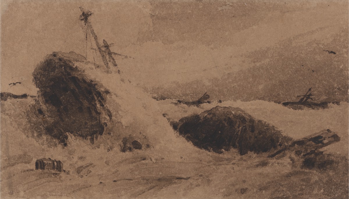 Wrecked Ship in a Stormy Sea