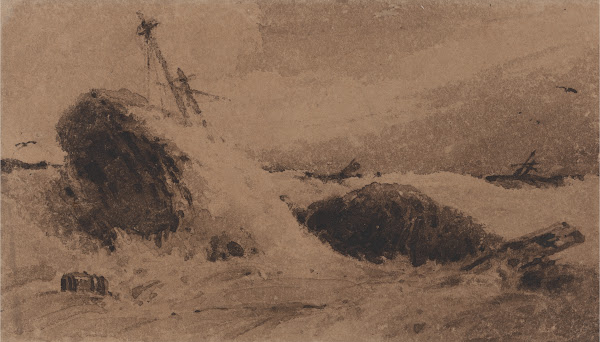 Wrecked Ship in a Stormy Sea