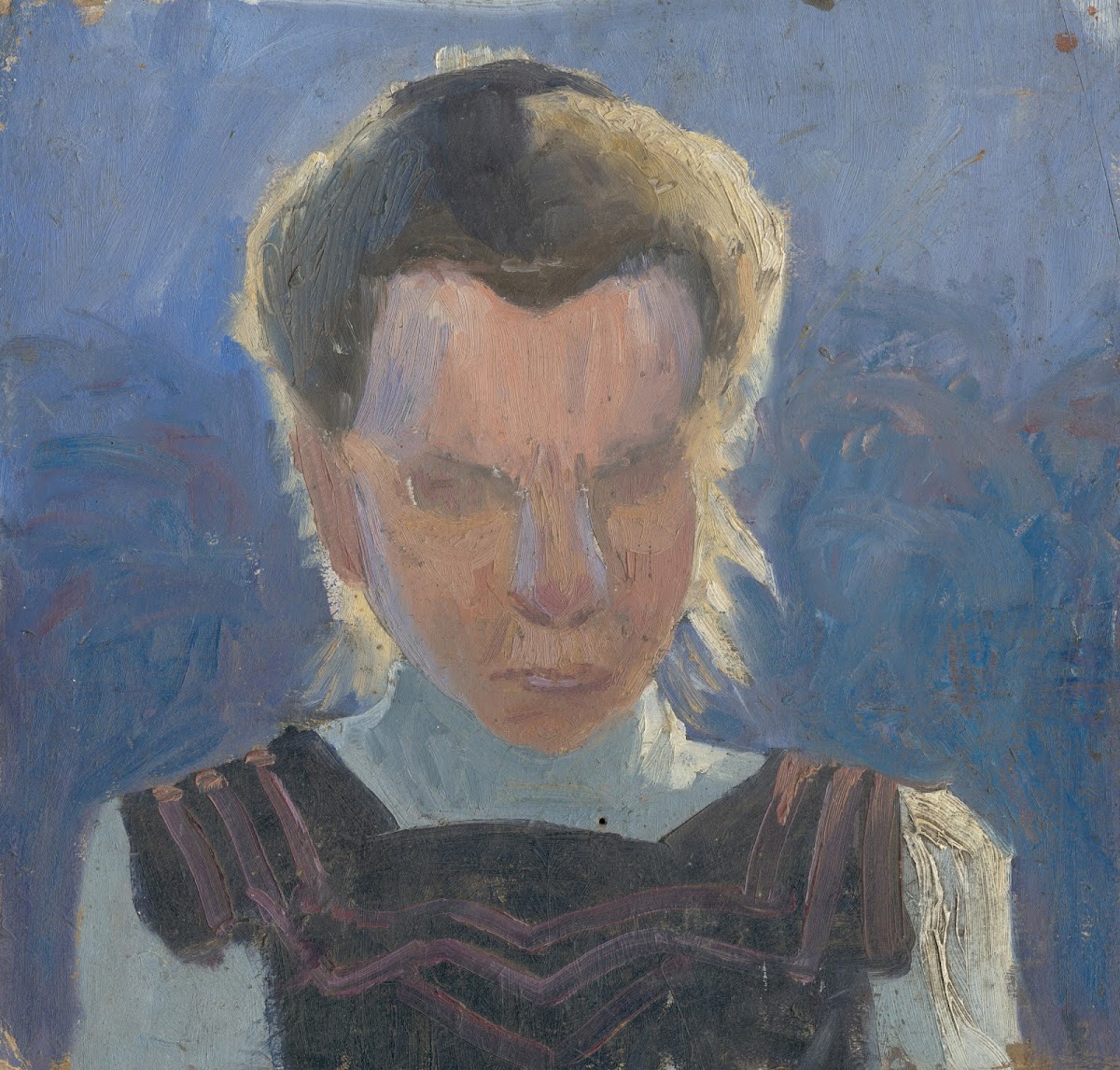 Head Study of a Girl on a Blue Background 1913