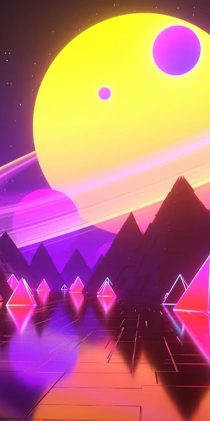 Digital Art, Synthwave, Colorful, Abstract, Planet, Planetary Rings Wallpaper Background