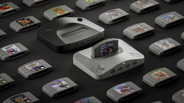 IGN logo with Nintendo 64 console and Analogue 3D system on a Steam News background