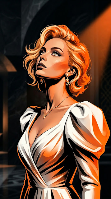 Stylized Pop Art Portrait of Marilyn Monroe in Warm Orange Lighting - Free mobile Wallpaper
