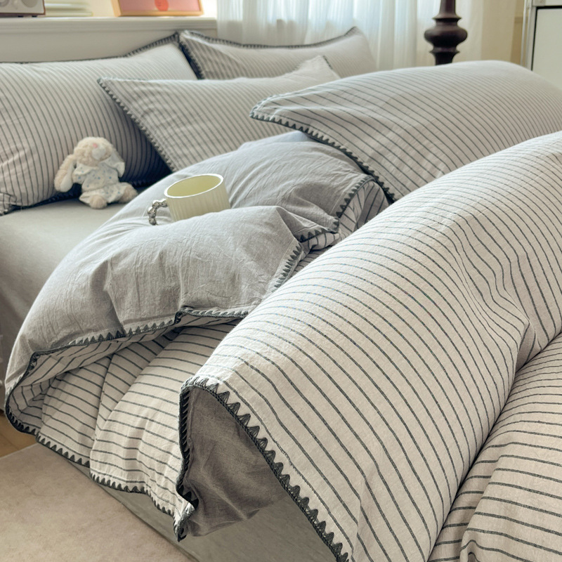 Washable Cotton Bed Linen Set, Striped