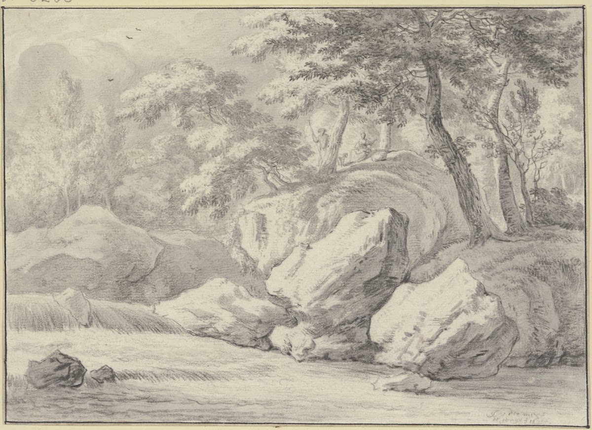 Waterfall in the forest ca 1656