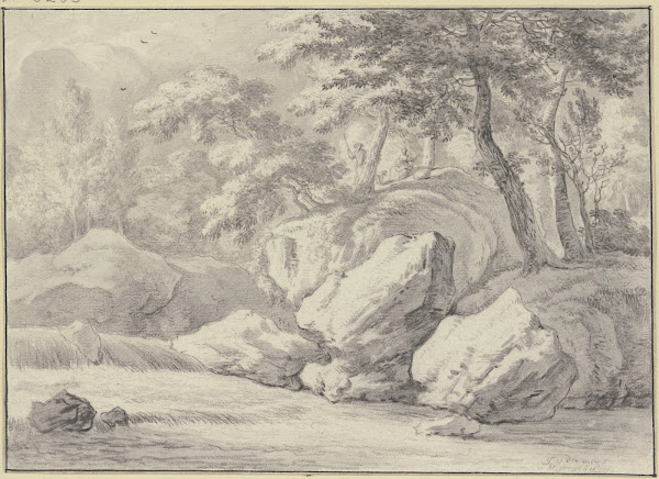 Waterfall in the forest ca 1656