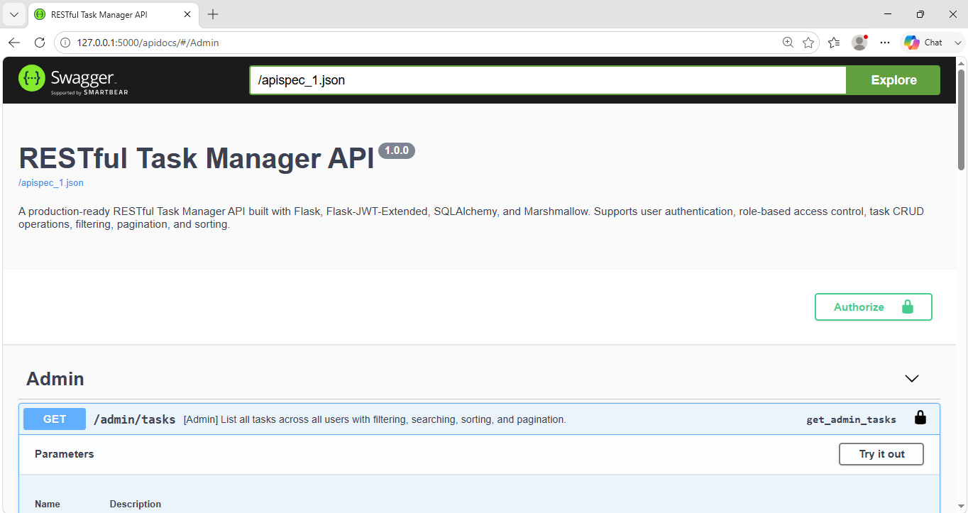 RESTful Task Manager API