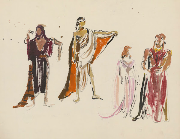 Sodome et Gomorrhe  maquette de costume  quatre études de costumes 1943