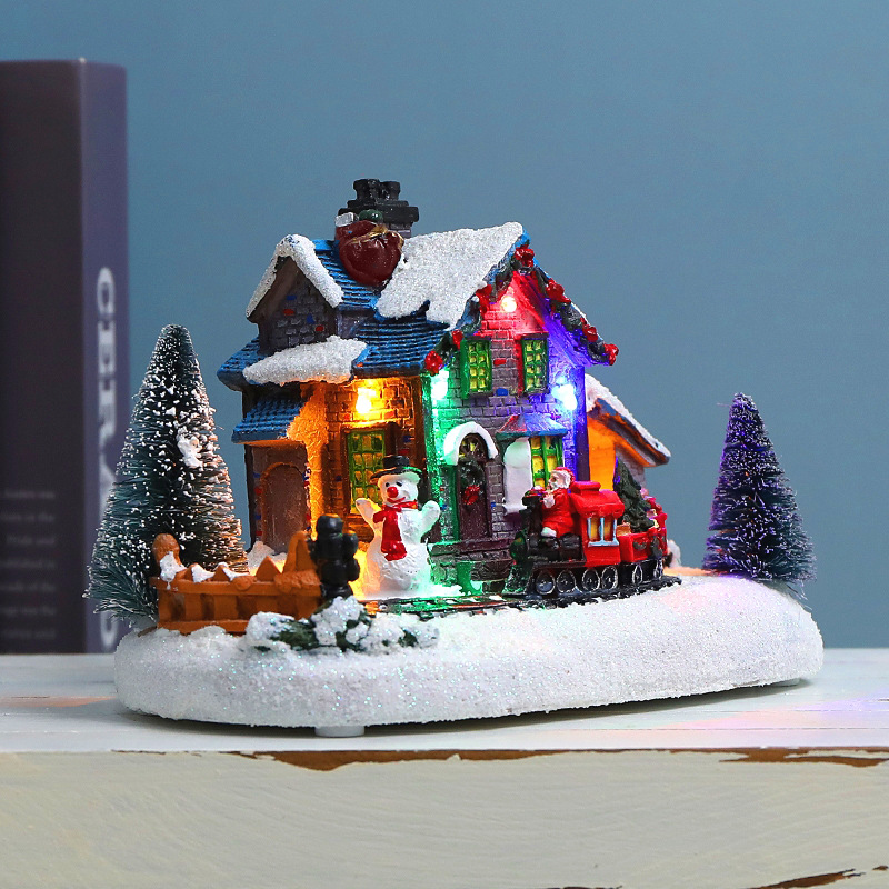 Beleuchtetes LED-Weihnachtshaus, Kunstharz