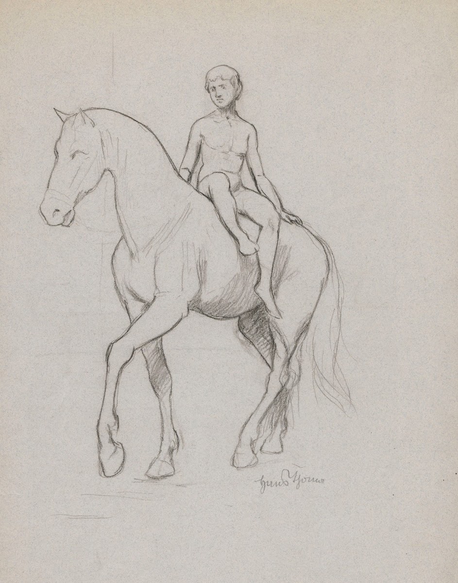 Naked young man on horseback 1890