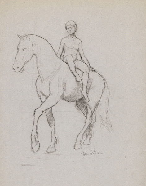 Naked young man on horseback 1890