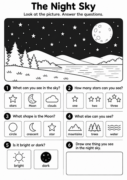 Night Sky Worksheet