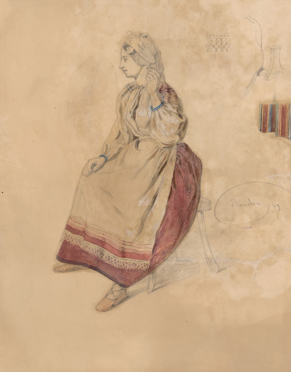 Seated Young Woman in a Folk Costume 1849